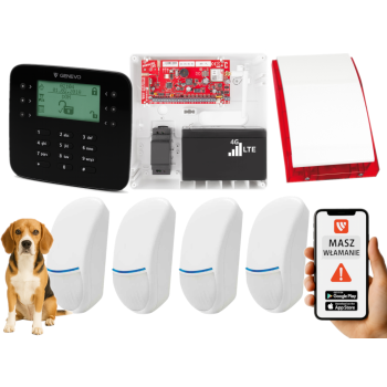 SYSTEM ALARMOWY GENEVO PRiMA64LTE WL BOX LCD SL BK 4 CZUJKI Bingo Plus SP-4001R 7Ah