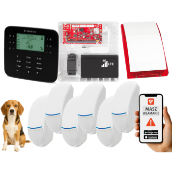 SYSTEM ALARMOWY GENEVO PRiMA64LTE WL BOX LCD SL BK 6 CZUJEK Bingo Plus SP-4001R 7Ah