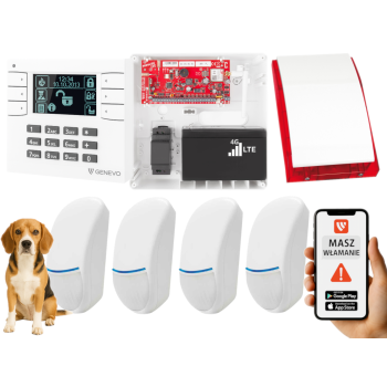 SYSTEM ALARMOWY GENEVO PRiMA64LTE WL BOX LCD WH-BK 4 CZUJKI Bingo Plus SP-4001R 7Ah