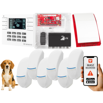 SYSTEM ALARMOWY GENEVO PRiMA64LTE WL BOX LCD WH-BK 6 CZUJEK Bingo Plus SP-4001R 7Ah