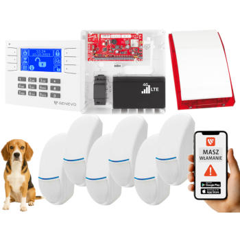 SYSTEM ALARMOWY GENEVO PRiMA64LTE WL BOX LCD WH-BL 6 CZUJEK Bingo Plus SP-4001R 7Ah