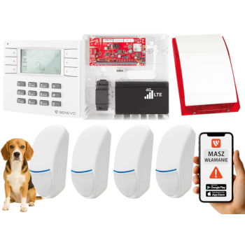 SYSTEM ALARMOWY GENEVO PRiMA64LTE WL BOX LCD WH-WH 4 CZUJKI Bingo Plus SP-4001R 7Ah