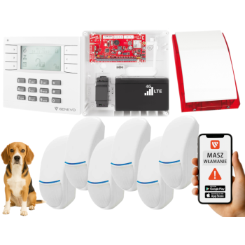 SYSTEM ALARMOWY GENEVO PRiMA64LTE WL BOX LCD WH-WH 6 CZUJEK Bingo Plus SP-4001R 7Ah