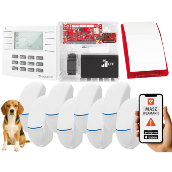 SYSTEM ALARMOWY GENEVO PRiMA64LTE WL BOX LCD WH-WH 8 CZUJEK Bingo Plus SP-4001R 7Ah