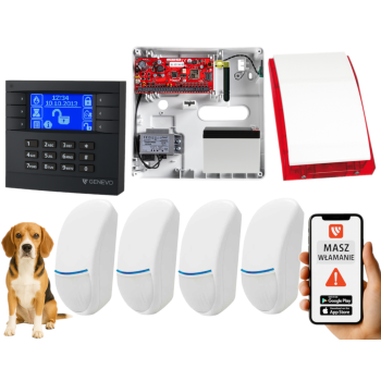 SYSTEM ALARMOWY GENEVO PRiMA64Q LCD GY-BL 4 CZUJKI BINGO PLUS SP-4001R 7Ah