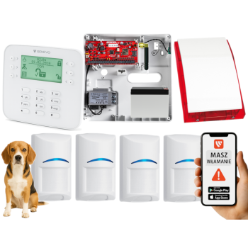 SYSTEM ALARMOWY GENEVO PRiMA64Q LCD SL 4 CZUJKI BOSCH PET SP-4001R 7Ah