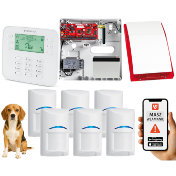 SYSTEM ALARMOWY GENEVO PRiMA64Q LCD SL 6 CZUJEK BOSCH PET SP-4001R 7Ah