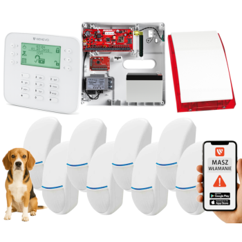 SYSTEM ALARMOWY GENEVO PRiMA64Q LCD SL 8 CZUJEK BINGO PLUS SP-4001R 7Ah