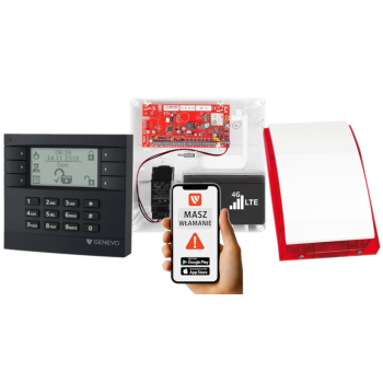 SYSTEM ALARMOWY GENEVO PRiMA16LTE z Manipulatorem LCD GY-WH i Syreną SP-4001R