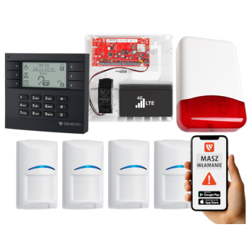 SYSTEM ALARMOWY GENEVO PRiMA16LTE z Manipulatorem LCD GY-WH i 4 Czujkami BOSCH