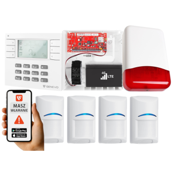 SYSTEM ALARMOWY GENEVO PRiMA16LTE z Manipulatorem LCD WH-WH i 4 Czujkami BOSCH