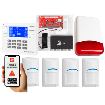 SYSTEM ALARMOWY GENEVO PRiMA16LTE z Manipulatorem LCD WH-BL i 4 Czujkami BOSCH