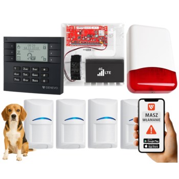 SYSTEM ALARMOWY GENEVO PRiMA16LTE z Manipulatorem LCD GY-WH i 4 Czujkami BOSCH Pet