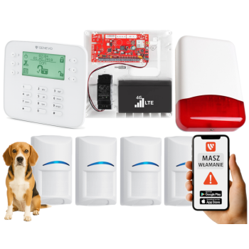 SYSTEM ALARMOWY GENEVO PRiMA16LTE z Manipulatorem LCD SL i 4 Czujkami BOSCH Pet