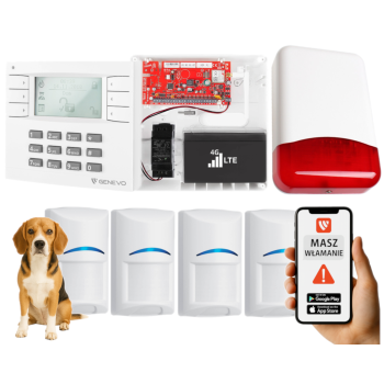 SYSTEM ALARMOWY GENEVO PRiMA16LTE z Manipulatorem LCD WH-WH i 4 Czujkami BOSCH Pet