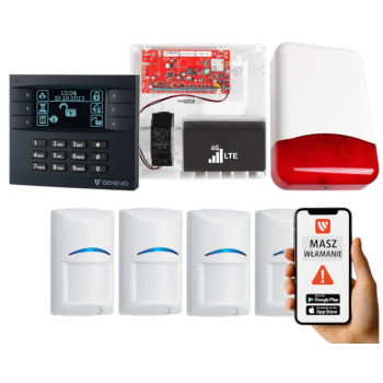 SYSTEM ALARMOWY GENEVO PRiMA16LTE z Manipulatorem LCD GY-BK i 4 Czujkami BOSCH