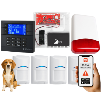 SYSTEM ALARMOWY GENEVO PRiMA16LTE z Manipulatorem LCD GY-BL i 4 Czujkami BOSCH Pet