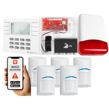 SYSTEM ALARMOWY GENEVO PRiMA16LTE z Manipulatorem LCD WH-WH i 5 Czujkami BOSCH