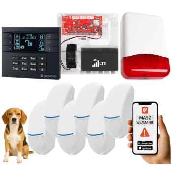 SYSTEM ALARMOWY GENEVO PRiMA16LTE z Manipulatorem LCD GY-BK i 6 Czujkami Bingo Plus PET
