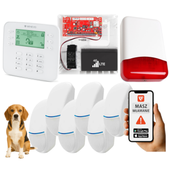 SYSTEM ALARMOWY GENEVO PRiMA16LTE z Manipulatorem LCD SL i 6 Czujkami Bingo Plus PET