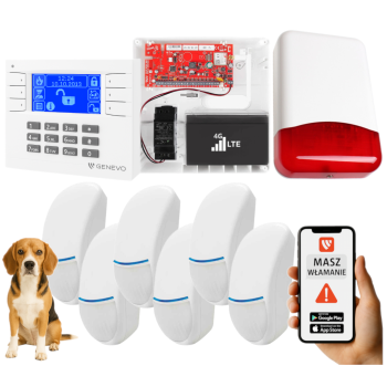 SYSTEM ALARMOWY GENEVO PRiMA16LTE z Manipulatorem LCD WH-BL i 6 Czujkami Bingo Plus PET