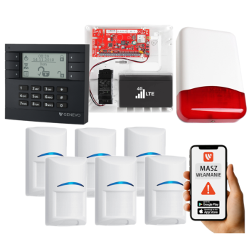 SYSTEM ALARMOWY GENEVO PRiMA16LTE z Manipulatorem LCD GY-WH i 6 Czujkami BOSCH