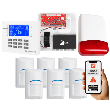 SYSTEM ALARMOWY GENEVO PRiMA16LTE z Manipulatorem LCD WH-BL i 6 Czujkami BOSCH