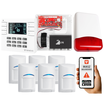 SYSTEM ALARMOWY GENEVO PRiMA16LTE z Manipulatorem LCD WH-BK i 6 Czujkami BOSCH