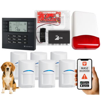 SYSTEM ALARMOWY GENEVO PRiMA16LTE z Manipulatorem LCD GY-WH i 6 Czujkami BOSCH Pet