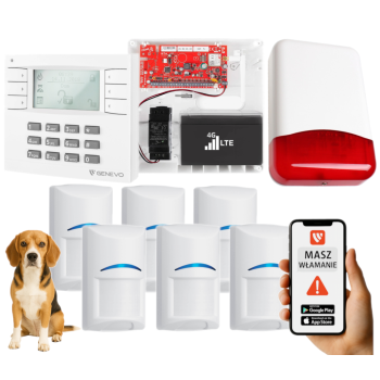SYSTEM ALARMOWY GENEVO PRiMA16LTE z Manipulatorem LCD WH-WH i 6 Czujkami BOSCH Pet