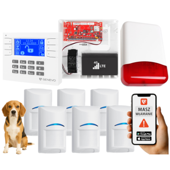 SYSTEM ALARMOWY GENEVO PRiMA16LTE z Manipulatorem LCD WH-BL i 6 Czujkami BOSCH Pet