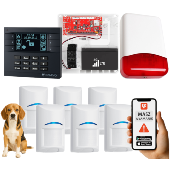 SYSTEM ALARMOWY GENEVO PRiMA16LTE z Manipulatorem LCD GY-BK i 6 Czujkami BOSCH Pet