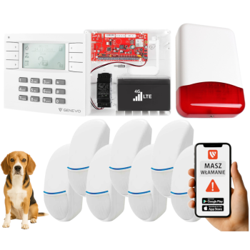 SYSTEM ALARMOWY GENEVO PRiMA16LTE z Manipulatorem LCD WH-WH i 7 Czujkami Bingo Plus PET