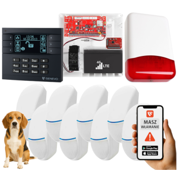SYSTEM ALARMOWY GENEVO PRiMA16LTE z Manipulatorem LCD GY-BK i 8 Czujkami Bingo Plus PET