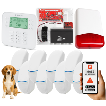 SYSTEM ALARMOWY GENEVO PRiMA16LTE z Manipulatorem LCD SL i 8 Czujkami Bingo Plus PET