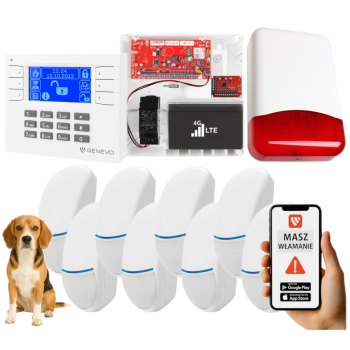 SYSTEM ALARMOWY GENEVO PRiMA16LTE z Manipulatorem LCD WH-BL i 8 Czujkami Bingo Plus PET