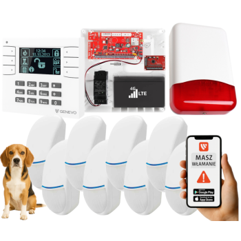 SYSTEM ALARMOWY GENEVO PRiMA16LTE z Manipulatorem LCD WH-BK i 8 Czujkami Bingo Plus PET