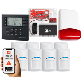 SYSTEM ALARMOWY GENEVO PRiMA16LTE z Manipulatorem LCD GY-WH i 8 Czujkami BOSCH