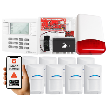 SYSTEM ALARMOWY GENEVO PRiMA16LTE z Manipulatorem LCD WH-WH i 8 Czujkami BOSCH