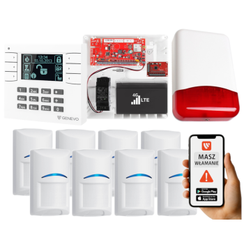 SYSTEM ALARMOWY GENEVO PRiMA16LTE z Manipulatorem LCD WH-BK i 8 Czujkami BOSCH