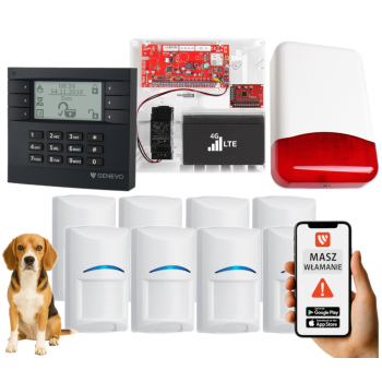 SYSTEM ALARMOWY GENEVO PRiMA16LTE z Manipulatorem LCD GY-WH i 8 Czujkami BOSCH Pet