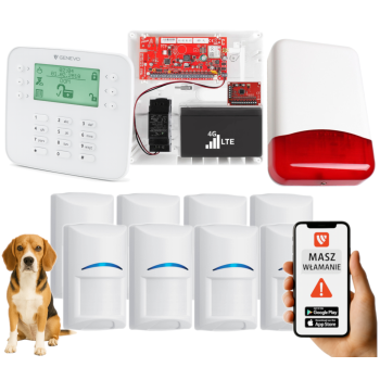 SYSTEM ALARMOWY GENEVO PRiMA16LTE z Manipulatorem LCD SL i 8 Czujkami BOSCH Pet