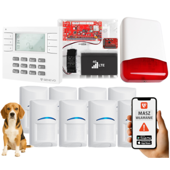 SYSTEM ALARMOWY GENEVO PRiMA16LTE z Manipulatorem LCD WH-WH i 8 Czujkami BOSCH Pet