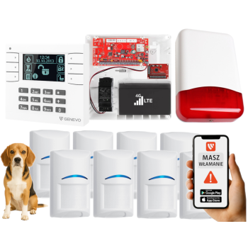 SYSTEM ALARMOWY GENEVO PRiMA16LTE z Manipulatorem LCD WH-BK i 8 Czujkami BOSCH Pet
