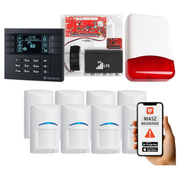 SYSTEM ALARMOWY GENEVO PRiMA16LTE z Manipulatorem LCD GY-BK i 8 Czujkami BOSCH