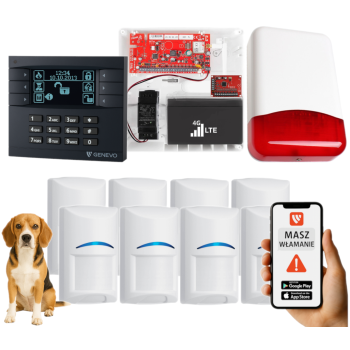 SYSTEM ALARMOWY GENEVO PRiMA16LTE z Manipulatorem LCD GY-BK i 8 Czujkami BOSCH Pet