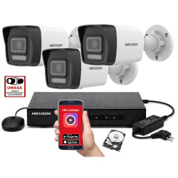 ZESTAW MONITORINGU IP HikVision 6MPx – 3 Kamery Tubowe, Dysk 1TB, PoE, Zdalny Dostęp