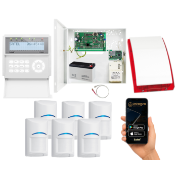 ZESTAW ALARMOWY SATEL INTEGRA 32 INT-GSM LTE INT-KLCD-W 6x BOSCH SP-4001R