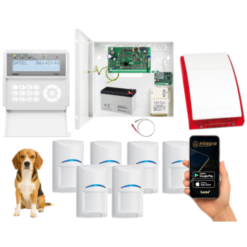 ZESTAW ALARMOWY SATEL INTEGRA 32 INT-GSM LTE INT-KLCD-W 6x BOSCH PET SP-4001R
