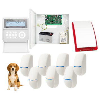 ZESTAW ALARMOWY SATEL INTEGRA 32 INT-KLCD-W 7x BINGO Plus 15kg + SP-4001R
